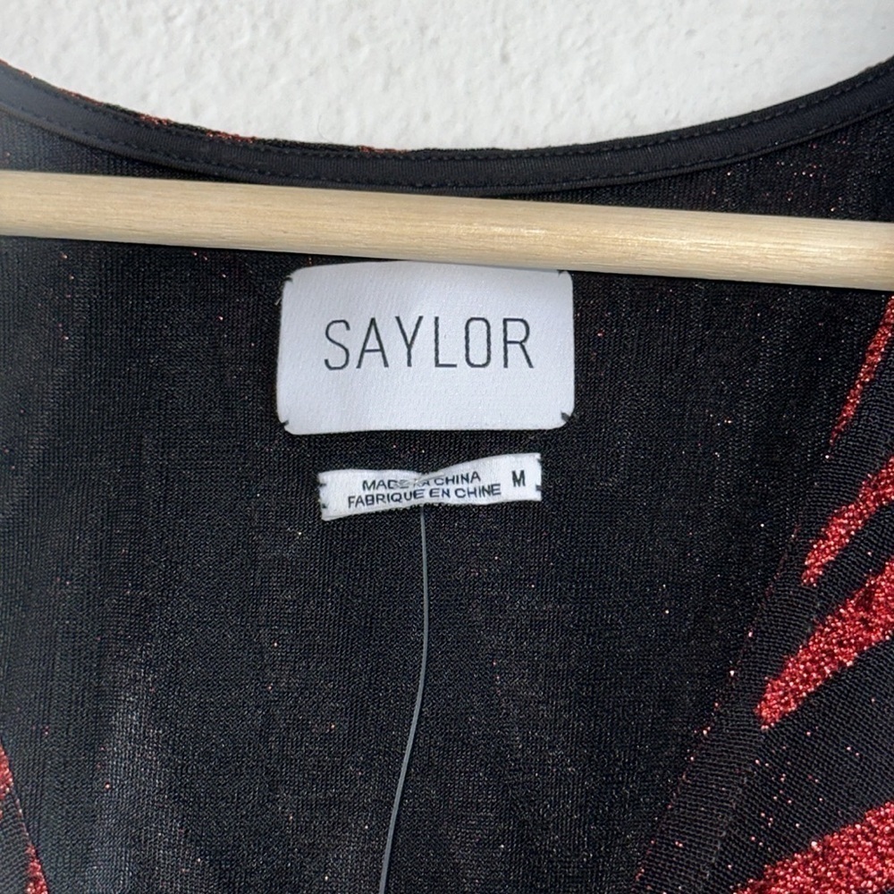 Saylor Soumin Ruby Red Sparkling Metallic Zebra Print Dress Sz. M NWT! - Picture 8 of 11